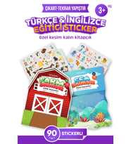 Eğitici 90 ad. Sticker Etiket Aktivite Kitap Seti Türkçe & İngilizce  a4 Karton
