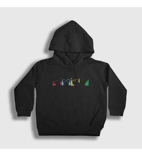 Presmono Unisex Çocuk Siyah Four Colors Gorillaz Kapüşonlu Sweatshirt 54599tt
