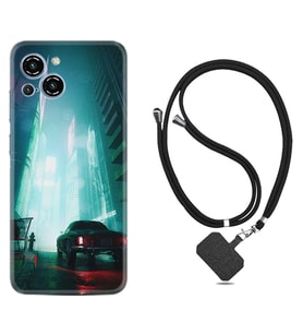 Reeder S23 Max Pro Kılıf Silikon Boyun Askılı İpli Desenli Silikon Night Cars 1619