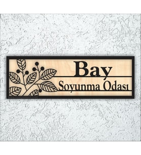 10X20 Cm Bay Soyunma Odası Yazılı Ahşap Yönlendirme
