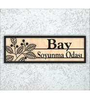 10X20 Cm Bay Soyunma Odası Yazılı Ahşap Yönlendirme