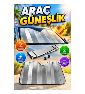 Alüminyum Yüzeyli Sünger Destekli Katlanabilir Araç Güneşliği – Isı ve UV Koruması