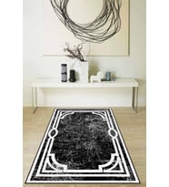 Siyah Çerçeveli Kaymaz Taban Makinede Yıkanabilir Halı MK43 - 100 x 160 cm