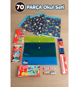 x Dekomus Rainbow Sort Collection 70 Parça Full Boyama Seti İle 3 Adet A4 Defter, Çıtçıt Dosya