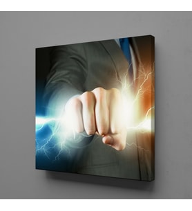 MAVİ TURUNCU ELEKTRİK KANVAS TABLO 140x140cm