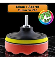 Oto Araç Araba Pasta Cila Polisaj Yumurta Ped + 115 mm Taban + Matkap Adaptörü Parlatıcı Çizik Giderici 3'Lü SET (Turuncu)