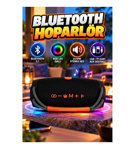 RGB LED Işıklı Bluetooth 5.1 Kablosuz Hoparlör – 2x10W Stereo Ses USB, TF Kart ve AUX Destekli