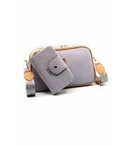 Just Polo Kadın Ayarlanabilir Askılı 6 Bölmeli Mini Çanta Ve Cüzdan Kombini PBU4023-1005 (Gri)