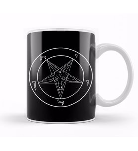 New Black Goat Of Mendes Pentagram Satan Satanic Seal Of Baphomet Metal 666 Devil Gift Kupa Bardak Porselen