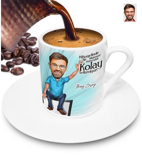Nihayetinde Mühendis Kolay Yetişmiyor Kişiye Özel Karikatürlü Türk Kahvesi Fincanı (Beyaz)
