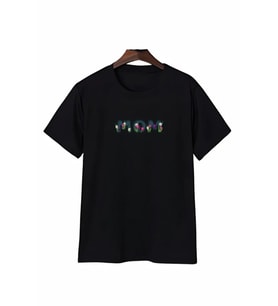 Anneler Günü Mom Çiçek Temalı Baskılı Oversize Bisiklet Yaka T-shirt - Siyah