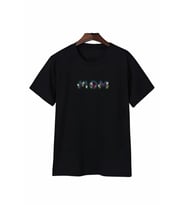 Anneler Günü Mom Çiçek Temalı Baskılı Oversize Bisiklet Yaka T-shirt - Siyah
