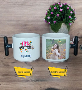 Fizik Öğretmeni Kupa Bardak Fotoğraflı T Siyah Kulplu Öğretmenler Günü Hediyesi