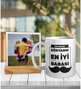 Kişiye Özel Fotoğraflı İsimli ve Mesajlı Kupa ve Fotoğraf Çerçeveli Hediye Seti oh852