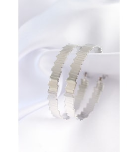 Pirinç Gümüş Renk Tırtıklı Halka Küpe 5886 - HPSBYI2778-7556