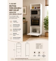 %100 MDF Mutfak Fırın Bölmeli MDF Dolap Ankastre Çok Amaçlı Beyaz