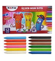 Üçgen Mum Boya 12 Li 1 Paket 12 Renk Üçgen Mumboya Elleri Kirletmeyen Yıkanabilir Silinebilir Karton Kutu (Karışık)