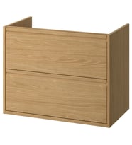 Lavabo Dolabı, Meşe Görünümlü, 80x48x63 cm, 2 Çekmeceli