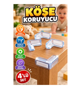 Şeffaf Masa ve Mobilya Köşe Koruyucu 4’lü Set – Bebek ve Çocuk Güvenlik Aparatı