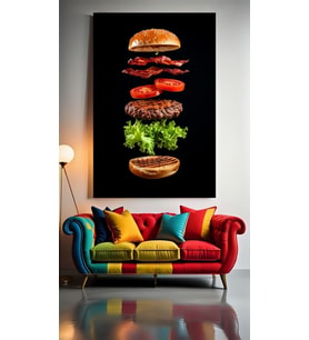 KAT KAT HAMBURGER V1 Ev Duvar Salon Güzellik Salonu Ofis Dükkan Dekarasyon Kanvas Tablo (Çok Renkli)