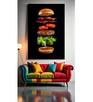 KAT KAT HAMBURGER V1 Ev Duvar Salon Güzellik Salonu Ofis Dükkan Dekarasyon Kanvas Tablo (Çok Renkli)