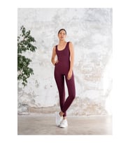 Mürdüm Rengi Arkası Büzgülü ( Scrunch Butt ) Spor Tayt Tulum