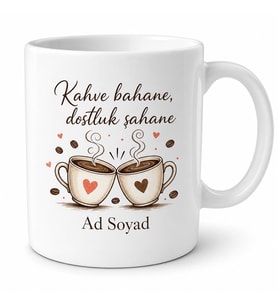 Kişiye Özel Kahve Arkadaşı Baskılı Kupa Bardak Dostluk Hediyesi İsimli