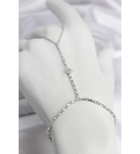 Gümüş Renk Pirinç Zirkon Taşlı Yıldız Model Şahmeran