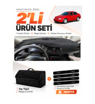 e-biz VOLKSWAGEN BORA (1998-2005) Uyumlu Torpido Örtüsü + Tay Tüyü Bagaj Çantası - Siyah - VW009