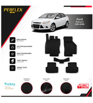 Ford Focus 3 2012-2018 3D Havuzlu Paspas (Siyah - Beyaz)