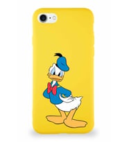 Apple iPhone SE 2022 Soft Premier Kapak Donald Duck-D Tasarımlı Silikon Kılıf - Sarı (Şeffaf)