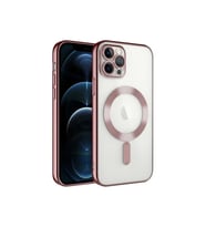 Apple iPhone 11 Pro Max Uyumlu Kılıf Kamera Korumalı M-safe Wireless Şarj Özellikli Zore Demre Kapak (Rose Gold Altın)