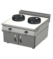 CSA Karacasan 900 Seri Dolaplı 80 cm 2 Gözlü Doğalgazlı Wok Ocak