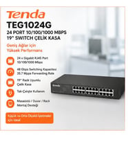 TENDA TEG1024G 24 PORT 10/100/1000 MBPS 19" SWİTCH ÇELİK KASA