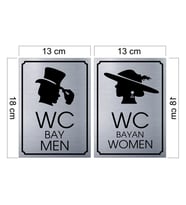 Bay Bayan Wc Yazısı 13 x 18 cm Metal Gümüş 2'li