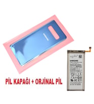 Samsung Galaxy S10 Arka Pil Batarya Kapağı + PİL (CAM) MAVİ