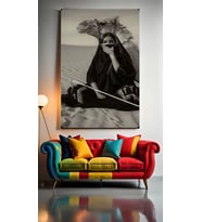 BEDEVİ KADIN VE DEVE Ev Duvar Salon Güzellik Salonu Ofis Dükkan Dekarasyon kanvas tablo (Çok Renkli)