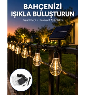 Solar LED Ampul Işık Dış Mekan Bahçe Pergola Balkon Dekoratif Aydınlatma