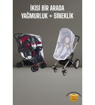 Tois Baby Lastikli Bebek Arabası Yağmurluğu / Puset Sinekliği Tüm Bebek Arabalarına Uyumludur (Beyaz)