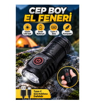 Cep Boy Şarjlı El Feneri Type-C LED Işıklı Kompakt Tasarım