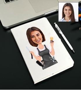 Kişiye Özel Kuaför Tasarımlı Karikatürlü Beyaz Defter Kalem Seti 85