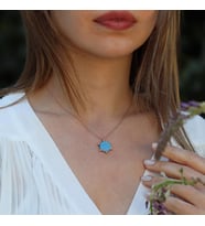 Çift Taraflı Mine İşli Allah Yazılı Rose Gold Kaplama Gümüş Kolye
