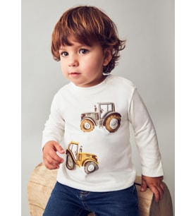Mayoral Erkek Bebek Traktör Baskılı Sweatshirt Krem