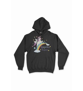 Unicorn Power Siyah Sweatshirt Hoodie