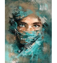 Turkuazın Gizemi Sayılarla Boyama Seti 40x 50 cm (Tuvale Gerili)