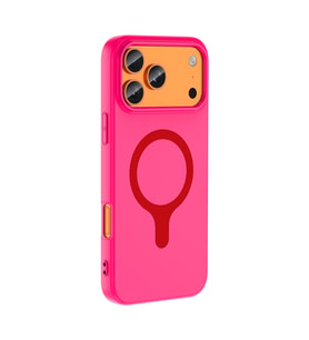 iPhone 17 Pro Kılıf M-Safe Şarj Özellikli Aris Silikon Kılıf Koyu Pembe