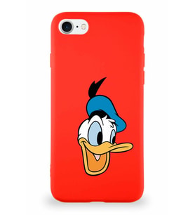 Apple iPhone SE 2020 Soft Premier Kapak Donald Duck-A Tasarımlı Silikon Kılıf - Kırmızı (Şeffaf)
