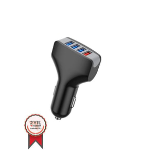 Torima C20 4 Port Araç Hızlı Şarj 3.0 çift USB Adaptörü Siyah