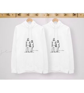 BK Gift Kişiye Özel Sevgililer İsimli İkili Beyaz Sweatshirt Seti, Sevgililer Hediye, Çift Hediyesi, Yıl Dönümü Hediyesi, Kişiye Özel Sweatshirt (Model 1)