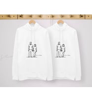 BK Gift Kişiye Özel Sevgililer İsimli İkili Beyaz Sweatshirt Seti, Sevgililer Hediye, Çift Hediyesi, Yıl Dönümü Hediyesi, Kişiye Özel Sweatshirt (Model 1)